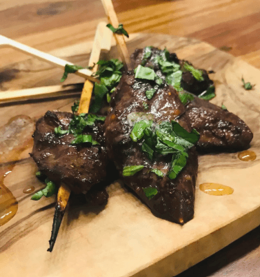 Waterfowl Shashlik Marinated in Red Wine and Pomegranate Molasses
