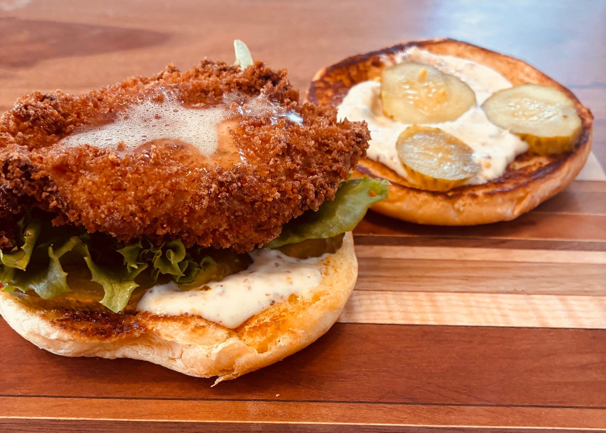 Forest McGrouse — panko grouse burger with wild mustard mayo